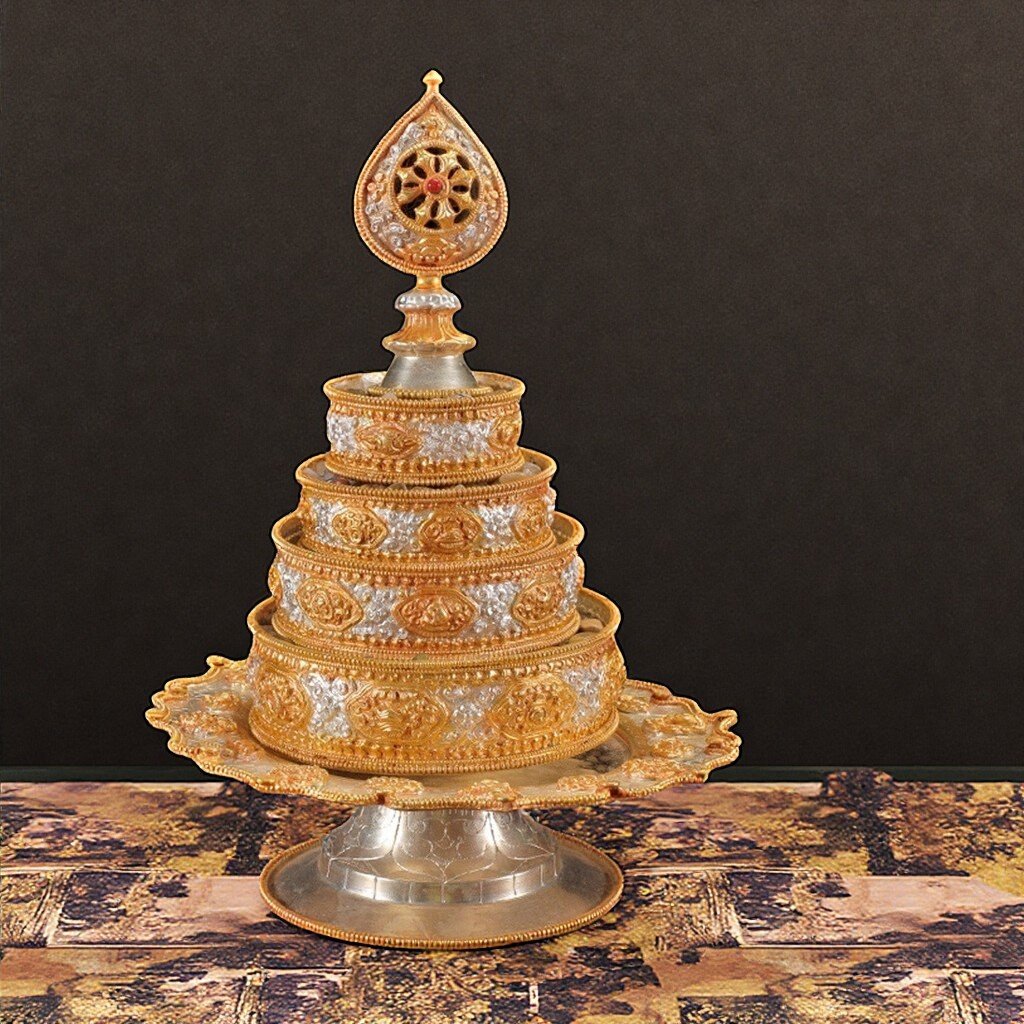 慧宝曼扎盘地藏王宝瓶护法杯供水杯八吉祥八瑞物五妙欲底座卧香炉