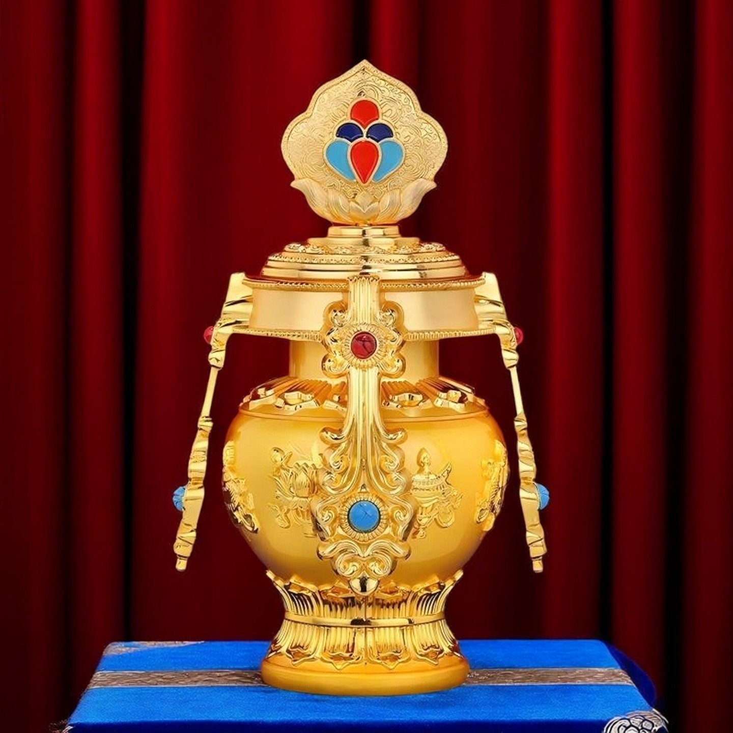 藏式合金八吉祥宝瓶家用供佛空瓶财神地藏龙王摩尼宝瓶子桌面摆件