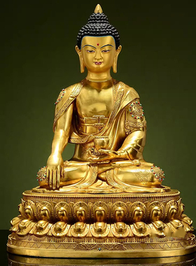 藏式15寸铜鎏金释迦牟尼铜像摆件