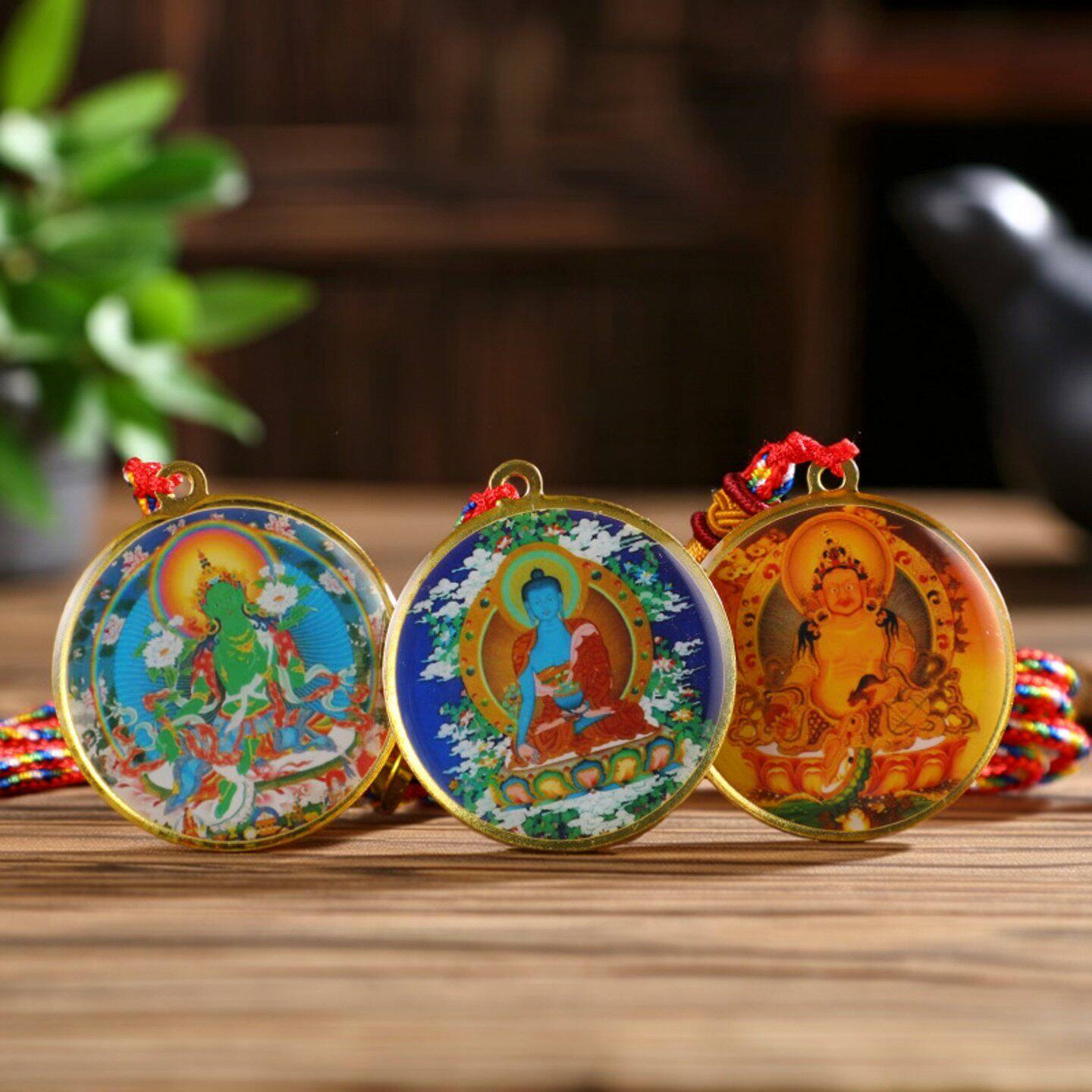金属滴胶佛像吊坠绿度母黄财神药师观音莲师随身吉祥物吊坠挂饰
