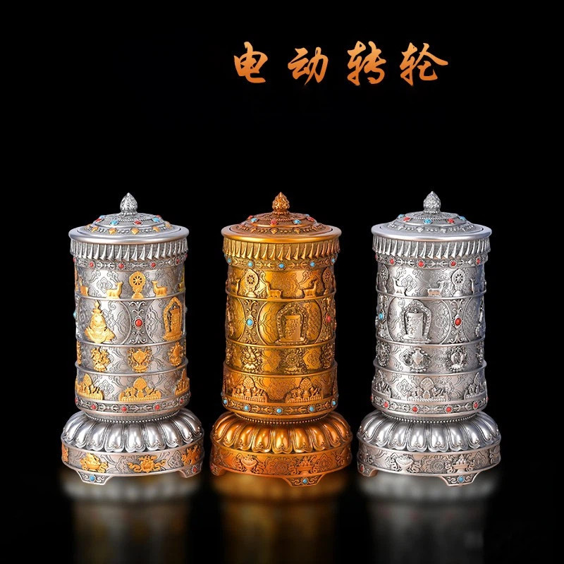 藏式静音电动转轮树脂供奉摆件