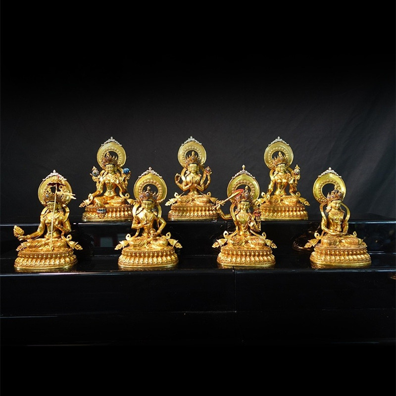 尼泊尔工艺释迦药师度母金刚萨埵文殊黄财神观音长寿小铜佛像摆件