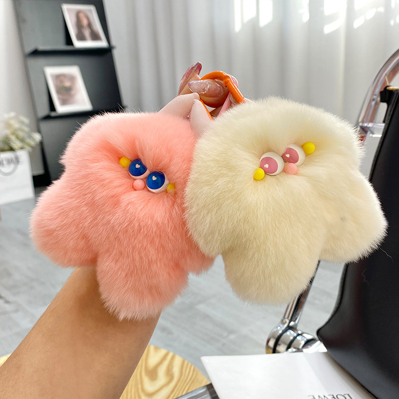 CUTE OTTER RABBIT FUR CALF CAR KEYCHAIN PENDANT INS PLUSH DOLL DOLL SCHOOL BAG BAG ORNAMENT GIFT WOMEN