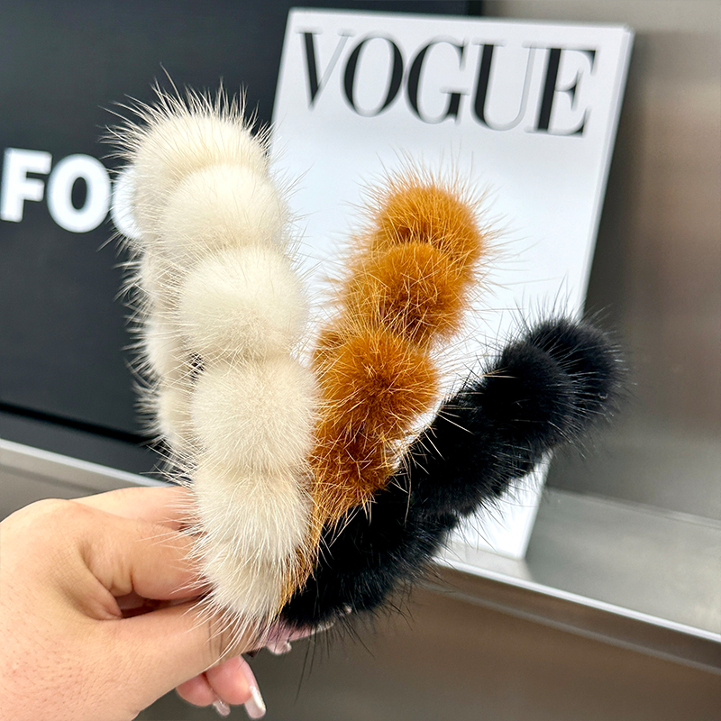 水貂毛绒毛毛球洗脸发箍发卡女