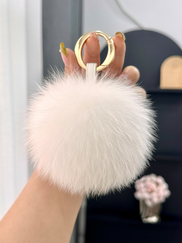 SOUTH KOREA INS IMPORTED FOX FUR BALL CUTE FEMALE PLUSH FUR BALL SCHOOLBAG BAG ORNAMENT CAR KEY CHAIN PENDANT