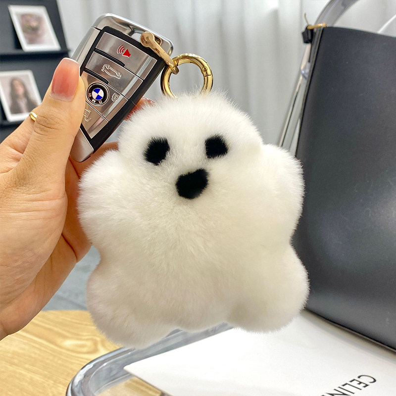 CUTE OTTER RABBIT FUR LITTLE MONSTER CAR KEY CHAIN PENDANT KOREAN PLUSH DOLL SCHOOL BAG BAG PENDANT BIRTHDAY GIFT