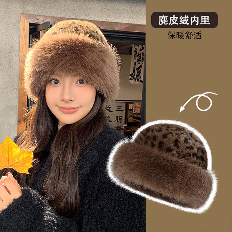 毛绒蒙古帽冬季防寒保暖盆帽女