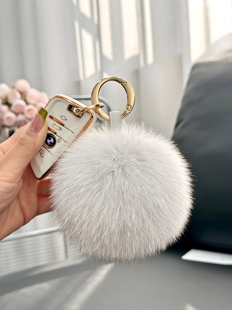 SOUTH KOREA IMPORTED FOX FUR BALL SCHOOLBAG BAG ORNAMENT CUTE FEMALE PLUSH FUR BALL PENDANT CAR KEY CHAIN PENDANT