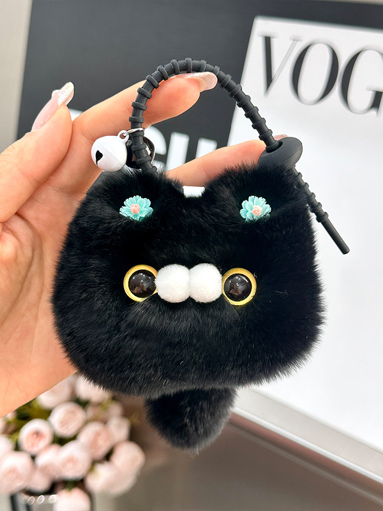 INS CUTE OTTER RABBIT FUR KITTEN CAR KEY CHAIN PENDANT INS PLUSH DOLL DOLL SCHOOL BAG BAG ORNAMENT GIRL