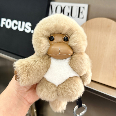 可爱真獭兔毛小猴子车钥匙扣挂件