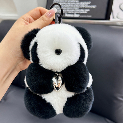 真獭兔毛小熊猫汽车钥匙扣包挂件
