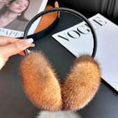 韩国水貂毛耳罩冬季 保暖耳套耳包皮草真皮可护耳貂皮耳套耳暖耳捂