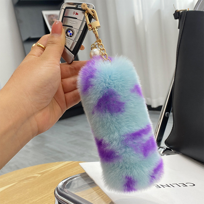 KOREAN INS CUTE OTTER RABBIT FUR SMALL TAIL CAR KEYCHAIN PENDANT CUTE PLUSH SCHOOLBAG BAG ORNAMENT GIFT