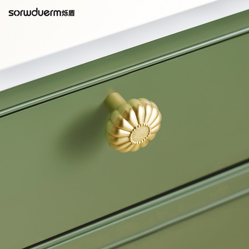 烁盾单孔拉丝金色衣柜门把手抽屉