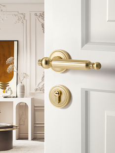 烁盾法式室内卧室门锁房门锁金色分体锁磁吸静音木门锁覆古门把手