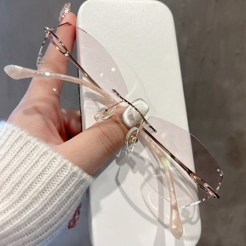 超轻钻石切边无框防蓝光眼镜