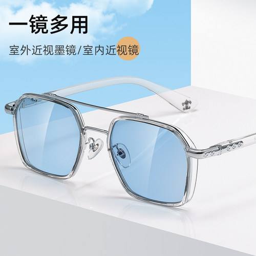 舒丽视眼镜双梁痞帅大脸感光变蓝