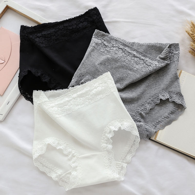 白色内裤女士高腰纯棉女生大码胖mm收腹提臀三角裤头过肚脐秋冬季