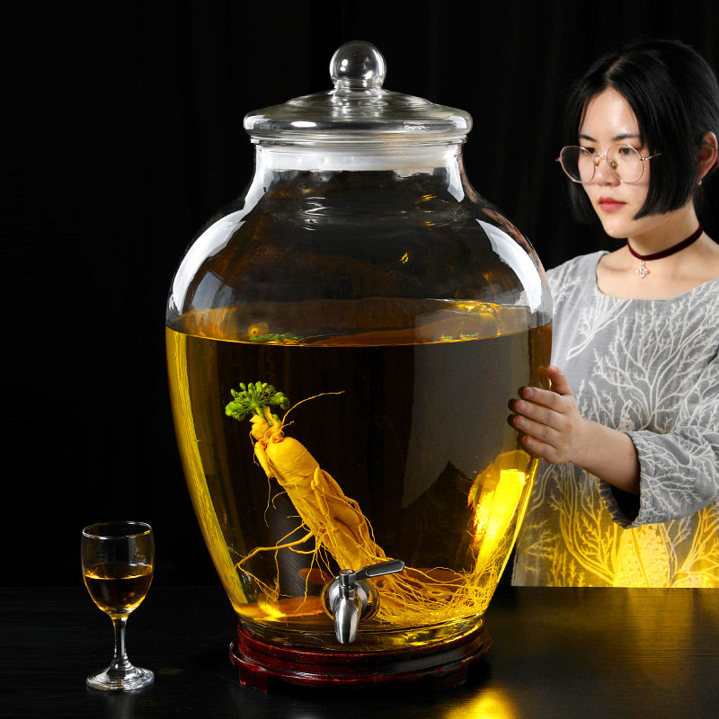 大号60斤装泡酒玻璃瓶药酒坛子家用酿葡萄酒人参药酒坛子40斤加厚