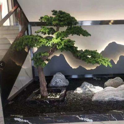 仿真松树迎客松罗汉松绿植盆景售楼处会所室内新中式客厅造景摆件