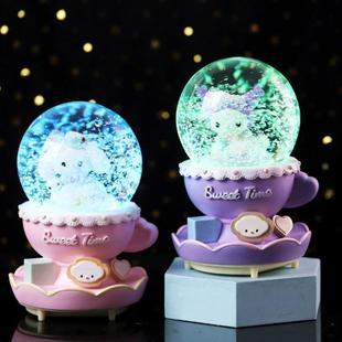 甜美时光水晶球音乐盒发光飘雪生日礼物送儿童闺蜜学生礼品少女心