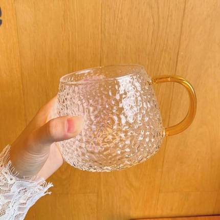 蝴蝶结夏季玻璃杯子带盖勺可爱创意马克杯女生高颜值喝水杯花茶杯