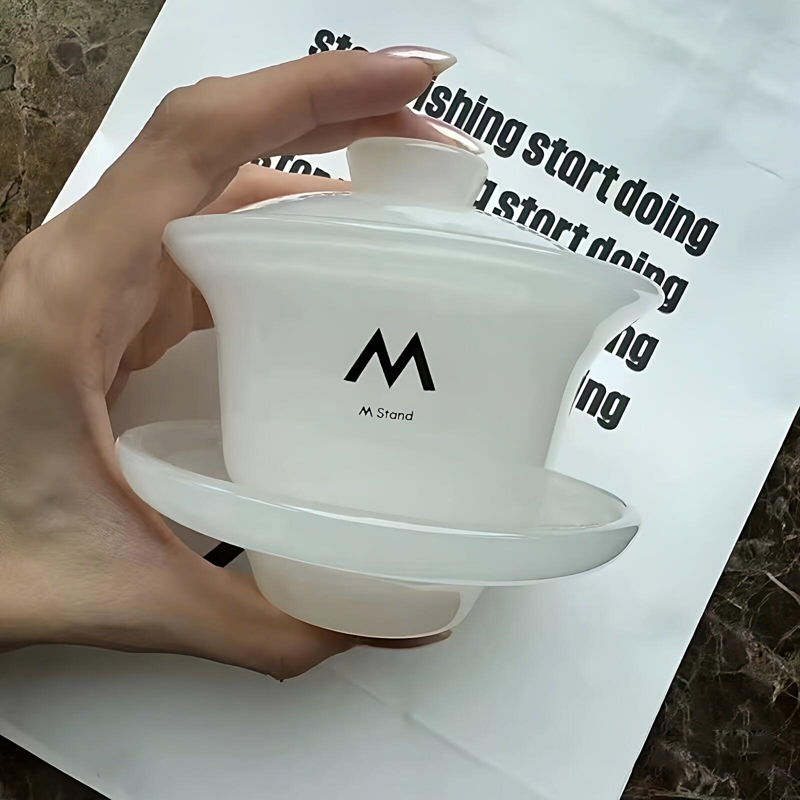 创意高颜值白领Mstand玉瓷咖啡杯盖碗茶杯潮物现代中式风185ml图片