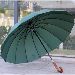 16骨升级新款强防风伞架双层伞面实木柄雨伞自动长柄伞加大晴雨伞
