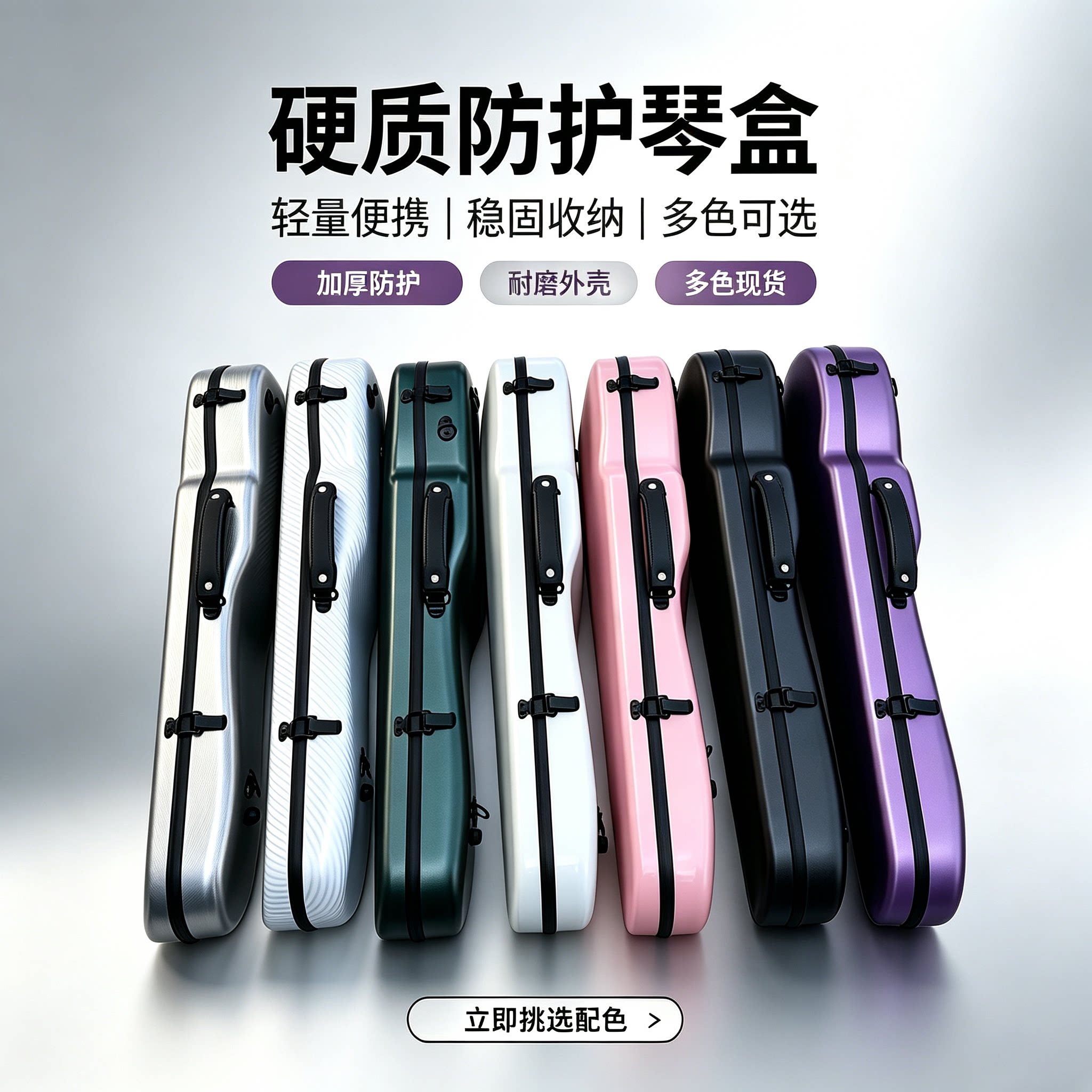 碳纤维硬质琴盒4/4 3/4小提琴乐器包轻量背负坚固耐磨练习演出