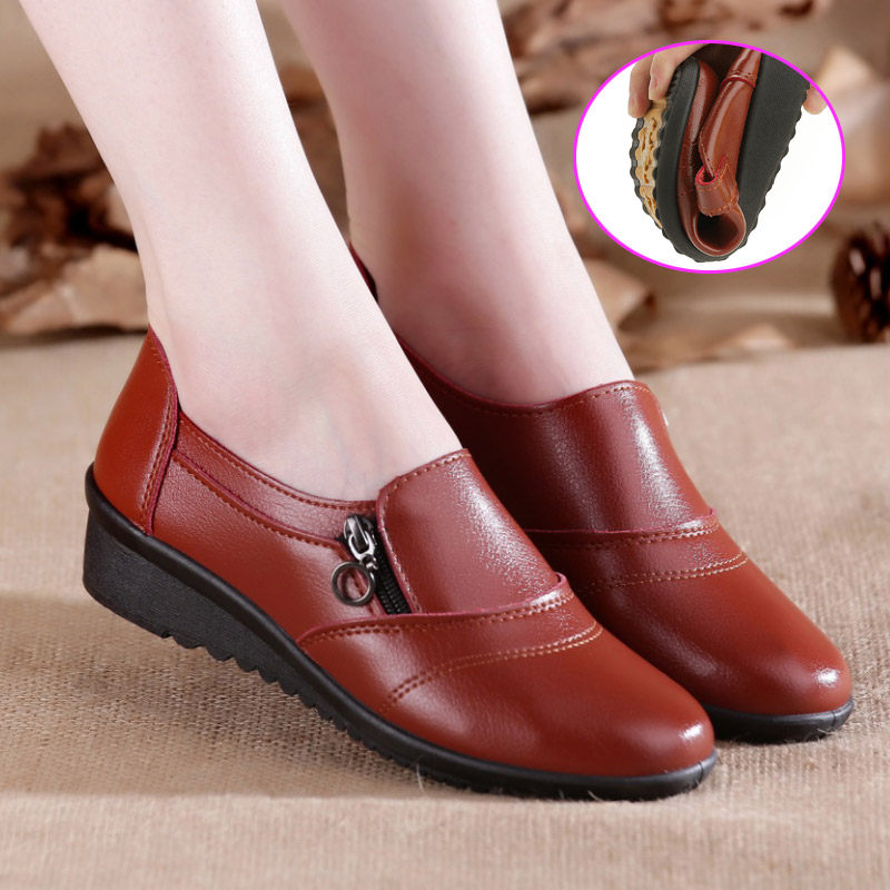 Spring and summer With slope Mom shoes Single shoes Flat bottom waterproof non-slip Work shoes leisure time leather shoes Women's Shoes Lazy manin the Women's Shoes, Low shoes  category - from Buy2taobao.com to provide professional Taobao agent buy service