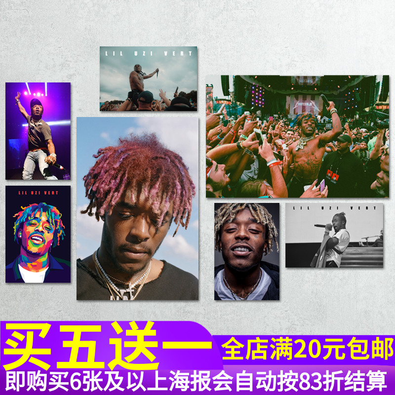 嘻哈说唱歌手小乌鸡Lil Uzi Vert海报照片 酒吧网咖装饰墙贴纸画图片