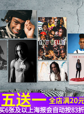 YNW Melly海报照片 欧美嘻哈说唱饶舌歌手贴画酒吧网咖装饰墙贴纸