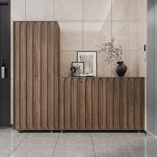 实木室外大容量带指纹锁防盗鞋柜