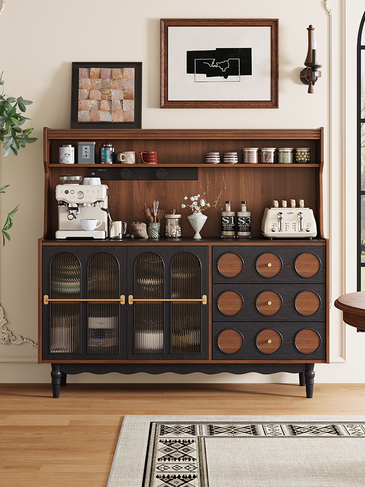 法式高级感餐边柜客厅靠墙覆古装饰小型咖啡机岩板摆放台茶水矮柜