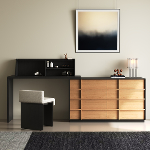 中古风梳妆台斗柜一体复古小户型卧室用化妆桌转角床尾储物柜新款