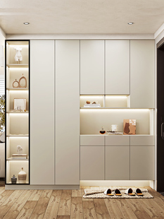 家庭入口鞋柜大容量入口柜集成壁挂式门厅柜入口走廊多层储物柜定