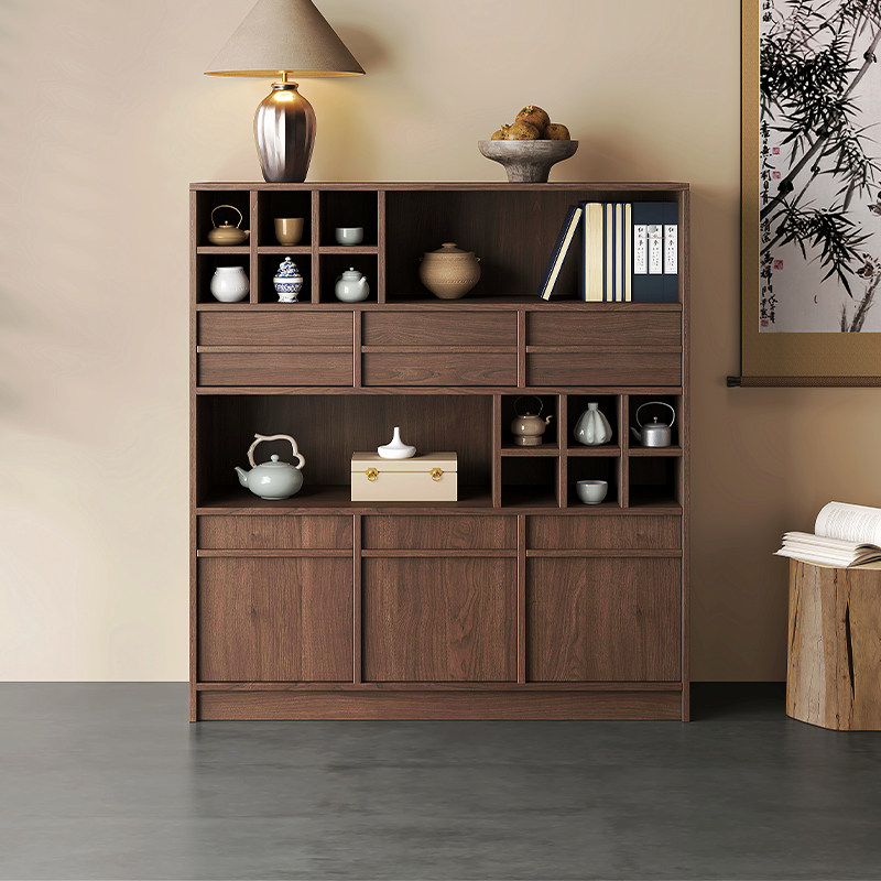 新中式博古架茶室小型茶具置物架靠墙茶叶收纳柜茶桌侧边展示高柜,住宅家具,多宝格/博古架,淘宝优惠券,粉丝福利购,淘宝优惠卷