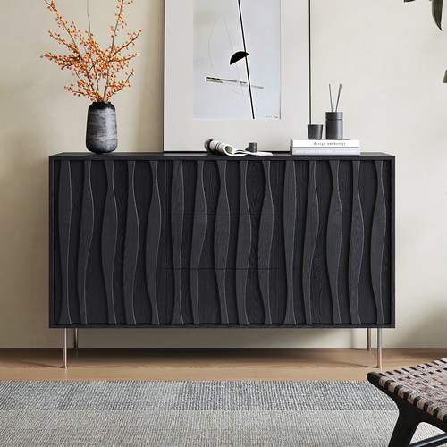 中古风餐边柜靠墙一体小型茶水柜