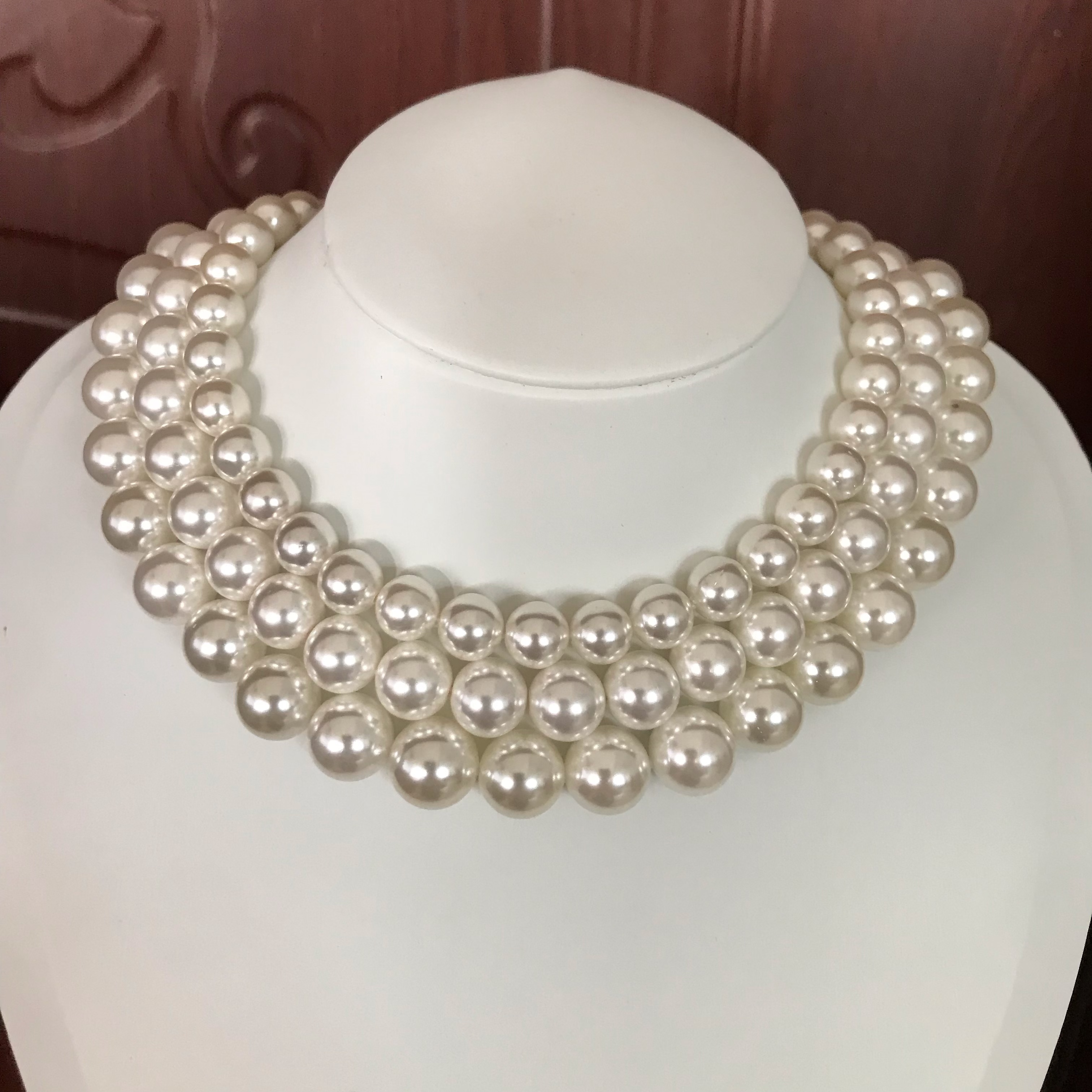 天然贝壳珍珠项链正圆强光打结复古时尚经典百搭串链高级锁骨链