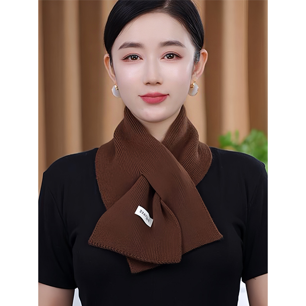 秋冬2025新款纯色针织围巾韩版情侣男女同款时尚保暖护颈百搭