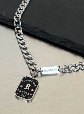好运铭牌钛钢项链男女款