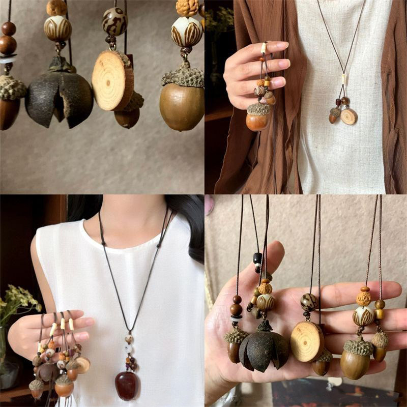 非金属布艺项链 复古民族风吊坠项链女新中式古风长款毛衣链配饰