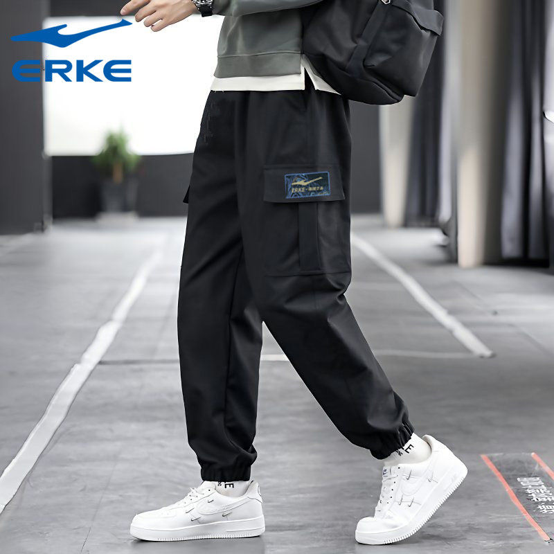 鸿星尔克运动裤秋季男士工装裤口袋休闲运动潮流收口束脚九分裤,运动服/休闲服装,运动长裤,淘宝优惠券,粉丝福利购,淘宝优惠卷