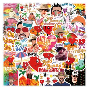 50张卡通Bad 饰手账文具水杯电脑防水贴画 Bunny坏痞兔涂鸦贴纸装