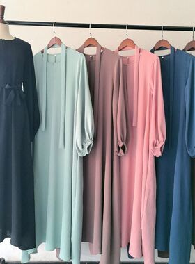 厂家直供伊朵朵速卖通迪拜中东土耳其迪拜束口袖甜美连衣裙24708