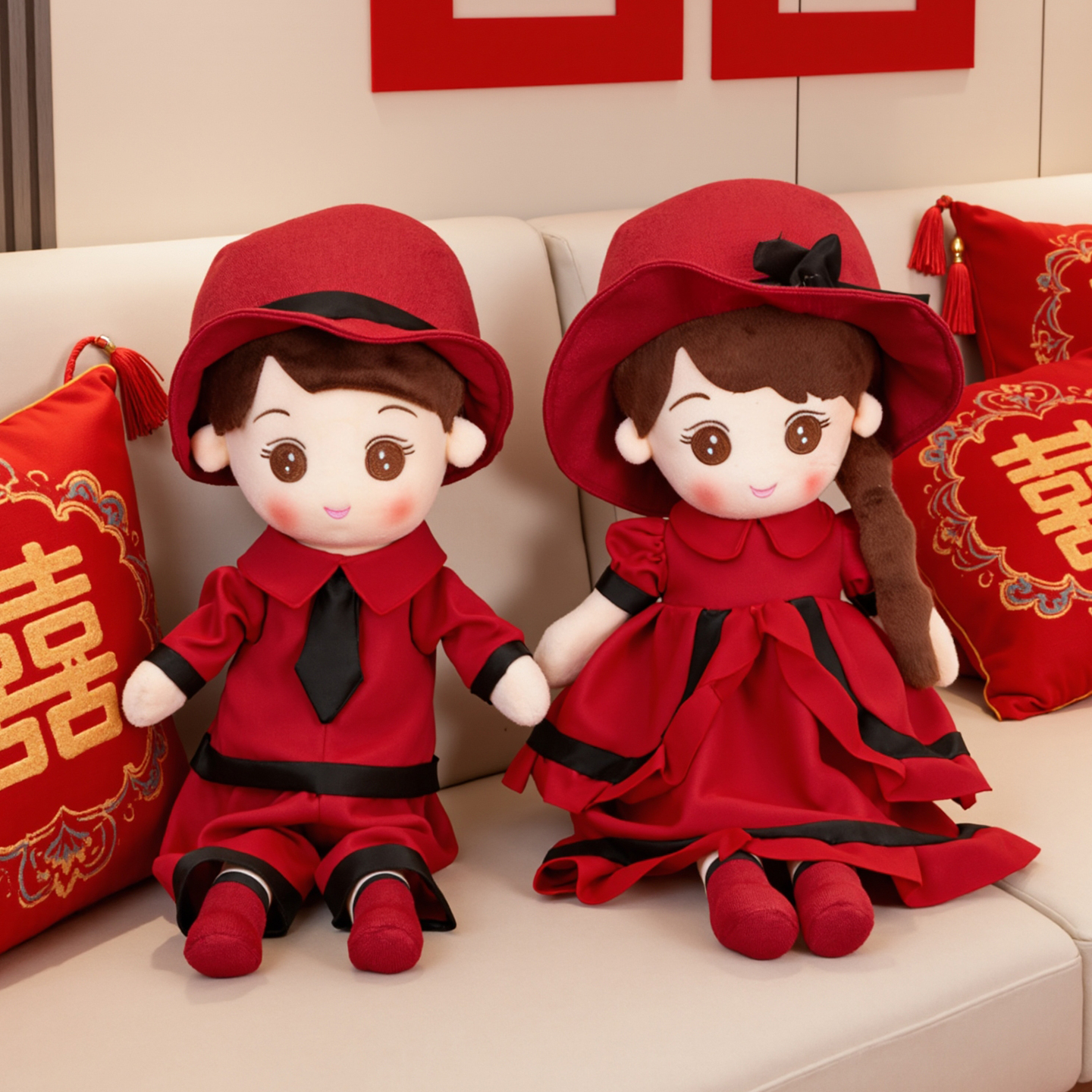 压床娃娃一对结婚新款高档