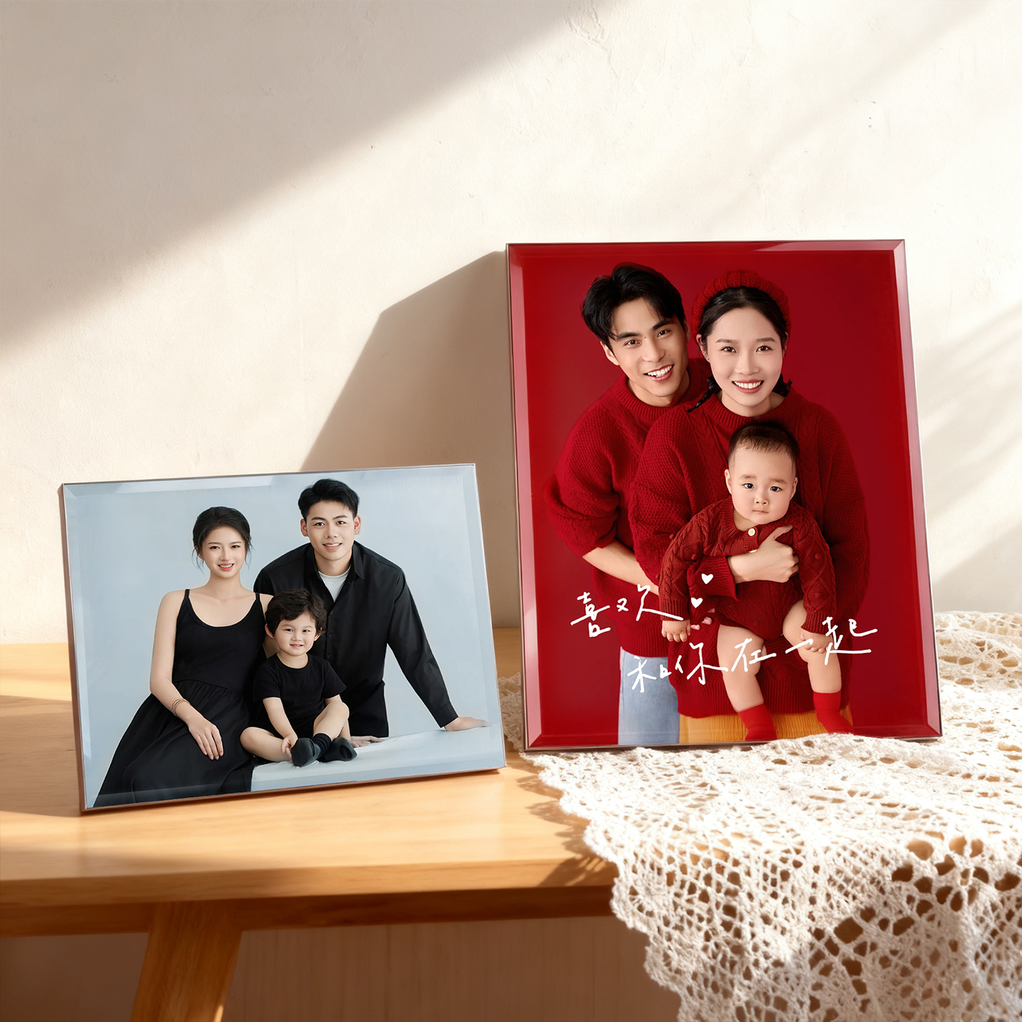 相框摆台定制全家福加打印照片