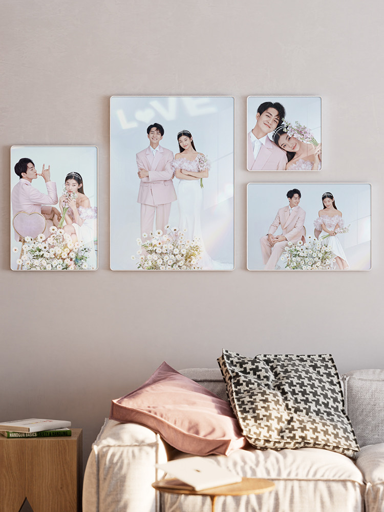 定制婚纱照全家福儿童大相框挂墙组合冲印结婚照相片挂画打印制作