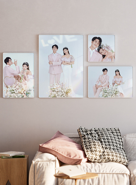 定制婚纱照全家福儿童大相框挂墙组合冲印结婚照相片挂画打印制作