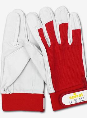 包邮软羊皮司机手套spiral红色弹力布粘扣氩弧焊手套骑行搬运工作